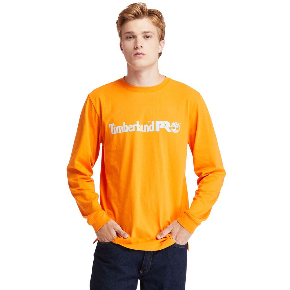 Timberland Μπλουζάκια Ανδρικα Πορτοκαλι - Pro® Base Plate Long-Sleeve Graphic - Greece 3475281-XW